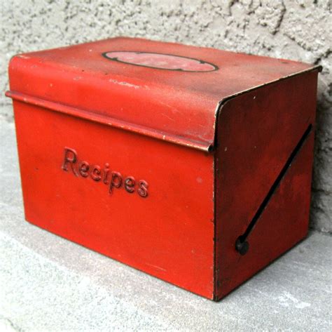 metal recipe box herbal|Vintage Metal Recipe Box .